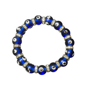 Blue Beads Beaded Bracelet Hand Evil Eye Lucky Stretchy Womens